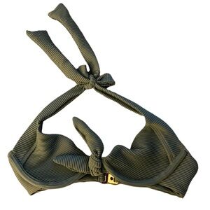 Nookie Beach Ribbed Olive Green Bikini Halter Top